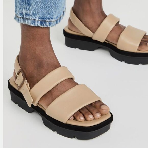 VINCE BOWIE LEATHER LUG-SOLE  DUNE SANDAL - Picture 1 of 16